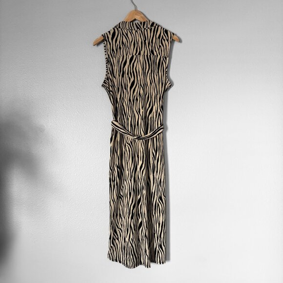 INC Zebra Print Shirtdress in Black and Tan Womens Medium Neutral Animal Print - Picture 14 of 15